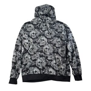 Y2K‎ Skulls Pullover Hoodie XXL Sweatshirt Grunge Skater A$$holes Live Forever
